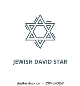 Jewish david star vector line icon, linear concept, outline sign, symbol