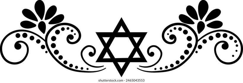 Jewish decorative clipart with David star and oriental branches