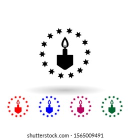 Jewish, dreidel candle multi color icon. Simple glyph, flat vector of hanukkah icons for ui and ux, website or mobile application