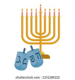 Jewish dreidel hanukkah with candlestick