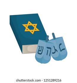 Jewish dreidel hanukkah with holy book