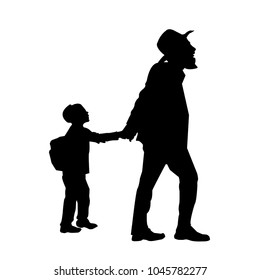 Jewish family. Father and son. Siluet. Vector illustration of isolated background.