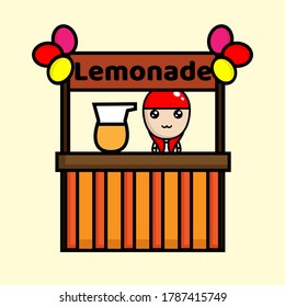 Jewish Girl With A Lemonade Stand Vector Character Illustration