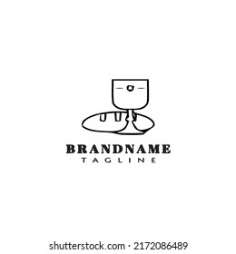 jewish goblet and bread logo cartoon design template icon black modern isolated vector illustration