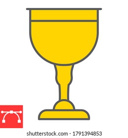 Jewish goblet color line icon, rosh hashanah and Jewish cup, chalice sign vector graphics, editable stroke filled outline icon, eps 10