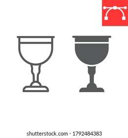 Jewish goblet line and glyph icon, rosh hashanah and Jewish cup, chalice sign vector graphics, editable stroke linear icon, eps 10