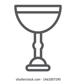 Jewish goblet line icon, cup and judaism, kiddush wine cup sign, vector graphics, a linear pattern on a white background, eps 10.