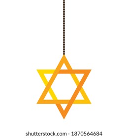 jewish golden star hanukkah sacred symbol hanging vector illustration design