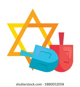 jewish golden star hanukkah sacred symbol vector illustration design