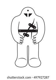 Jewish Golem. Medieval city legend from Prague. Giant clay monster. Vector illustration