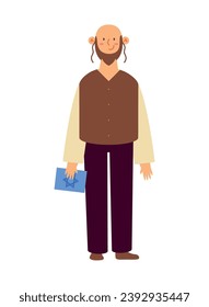 jewish guy with torah book vector isolated
