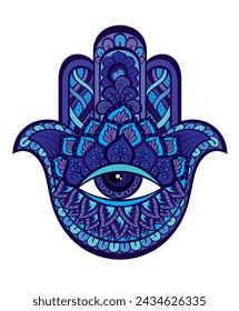 Jewish hamsa hand symbol. Sign for  concept and web design.  Judaism symbol, logo illustration. vector graphics