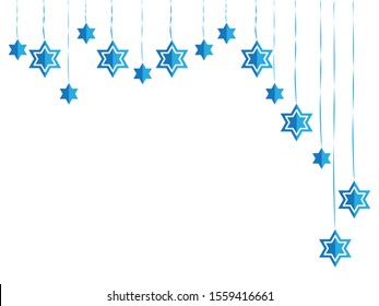 Jewish Hanging Star of David Blue White Asymmetric Decoration