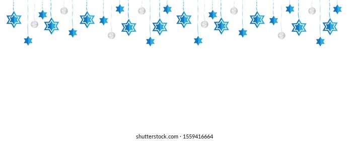 Jewish Hanging Star of David Blue White Banner Background