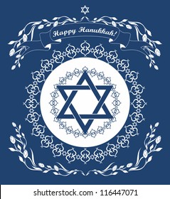 Jewish Hanukkah holiday background with magen david star -  vector illustration