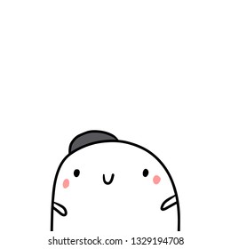 Jewish hat bale hand drawn illustration with cute marshmallow cartoon minimalism