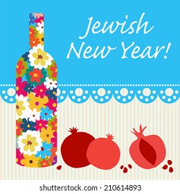  Jewish holiday background. Happy Jewish new year card.