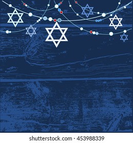 Jewish Holiday Greeting Card Background With Jewish Stars, Vector Illustration Background