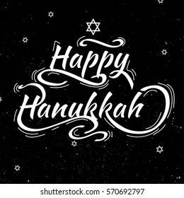 Jewish holiday Hanukkah background with david star on chalk board
