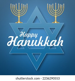 Jewish holiday Hanukkah background with menorah and burning candles. EPS10 vector