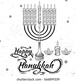 Jewish Holiday Hanukkah hand draw illustration