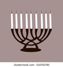 Jewish Holiday Hanukkah icons. Jewish candlestick. Vector illustration. EPS 10