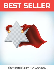 Jewish holiday Hanukkah. Israel hero cape. Judaism super cloak. Hanuka cloak fly. David star concept. Kosher sign. Judaic superhero symbol. Jewish star logo. Judaic cape template. Jew vector concept.