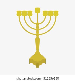 Jewish holiday Hanukkah. Menorah icon. Flat vector illustration