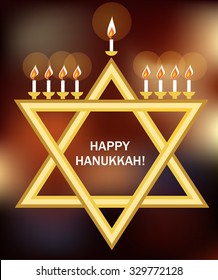 jewish holiday Hanukkah with menorah on abstract background