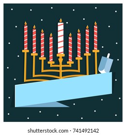 Jewish holiday Hanukkah with menorah (traditional Candelabra) celebration concept.