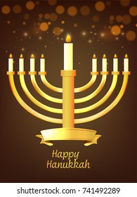 Jewish holiday Hanukkah with menorah (traditional Candelabra) celebration concept.