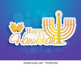 Jewish holiday Hanukkah with menorah (traditional Candelabra) celebration concept.