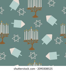 Jewish holiday Hanukkah seamless pattern background. Vector illustration.