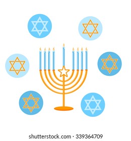 Jewish Holiday. Happy Hanukkah card design. Vector illustration.