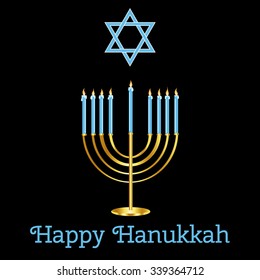 Jewish Holiday. Happy Hanukkah card design. Vector illustration.