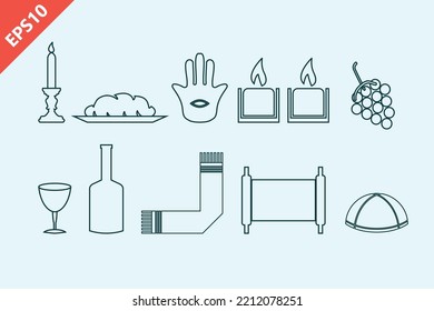 Jewish Holiday Icons Design Vector Flat Modern Isolated Illustration