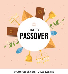 Jewish holiday Passover banner design. Happy Passover vector.