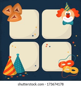 Jewish holiday Purim banner design. Vector illustration 