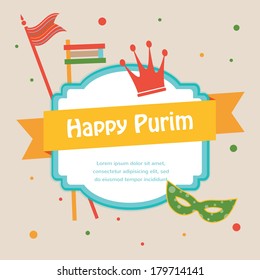 Jewish holiday Purim Card. Vector illustration 
