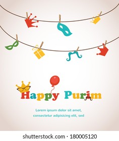 Jewish holiday Purim greeting card design