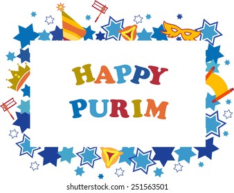 Jewish holiday Purim set of elements for design. Vector illustration