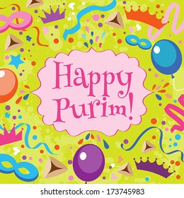 Jewish holiday Purim set. Vector illustration
