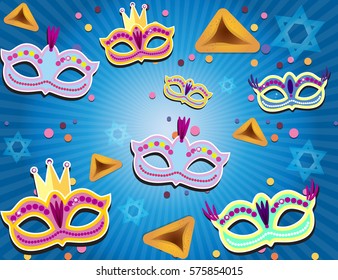 Jewish holiday of Purim, vector background