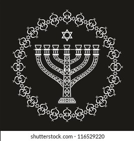 Jewish holiday religious vector background with old menorah