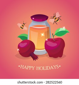 Jewish holiday Rosh Hashana (New Year) greeting card design