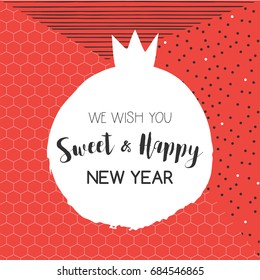 jewish holiday rosh hashanah greeting card. abstract scandinavian retro style