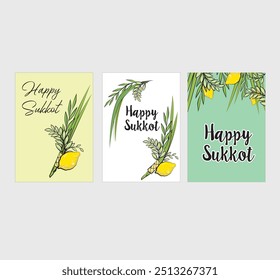 The Jewish holiday of sukkot. Greeting card.