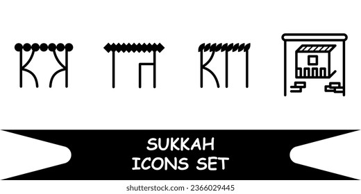 Jewish holiday Sukkot. set of icons hut "sukkah"