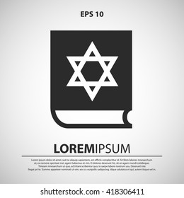jewish holy book icon. book with david star vector illustration