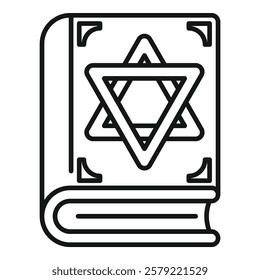 Jewish holy book torah with star of david symbol outline, simple style icon